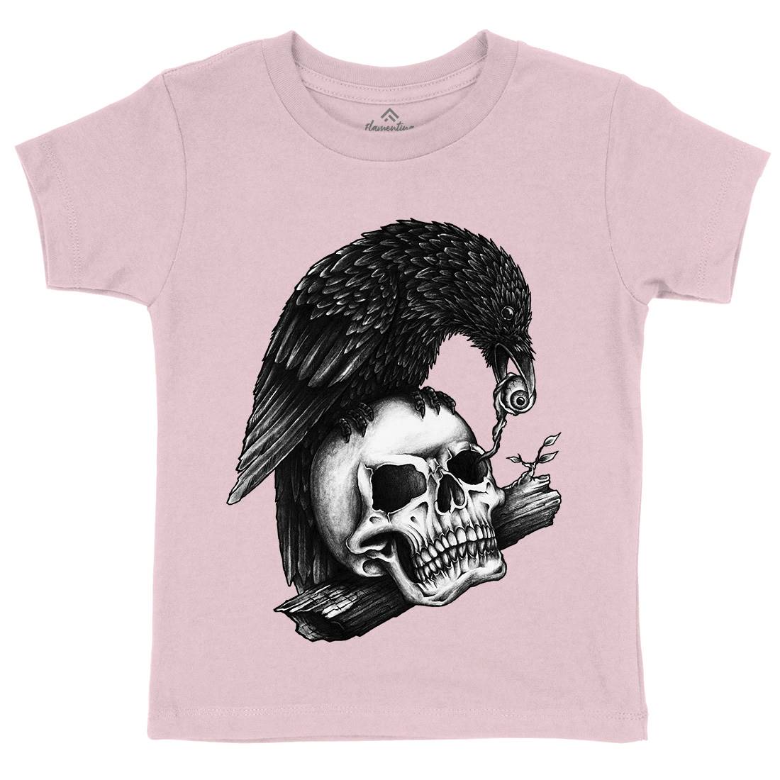 Skull Crow Kids Crew Neck T-Shirt Navy A466