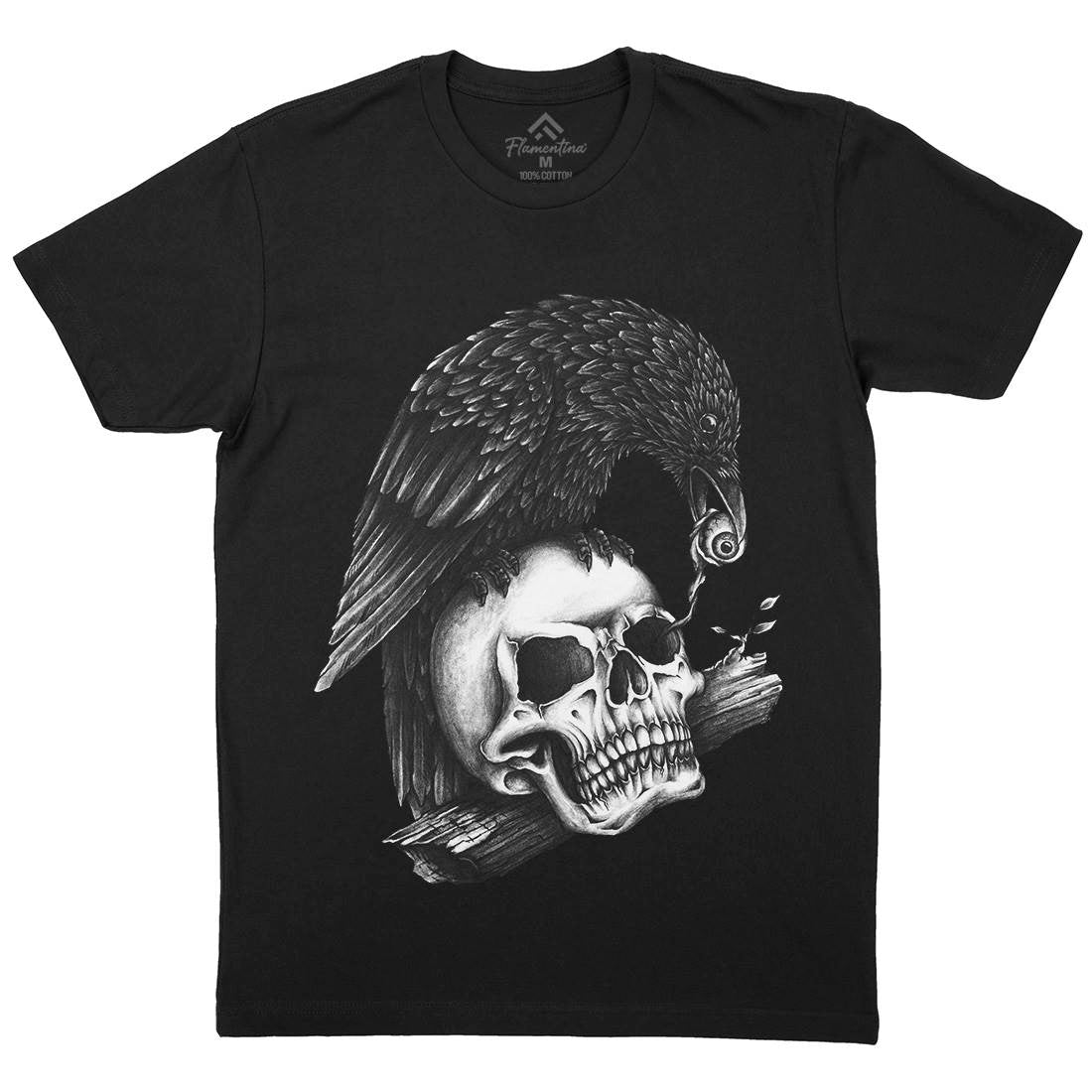 Skull Crow Mens Crew Neck T-Shirt Navy A466