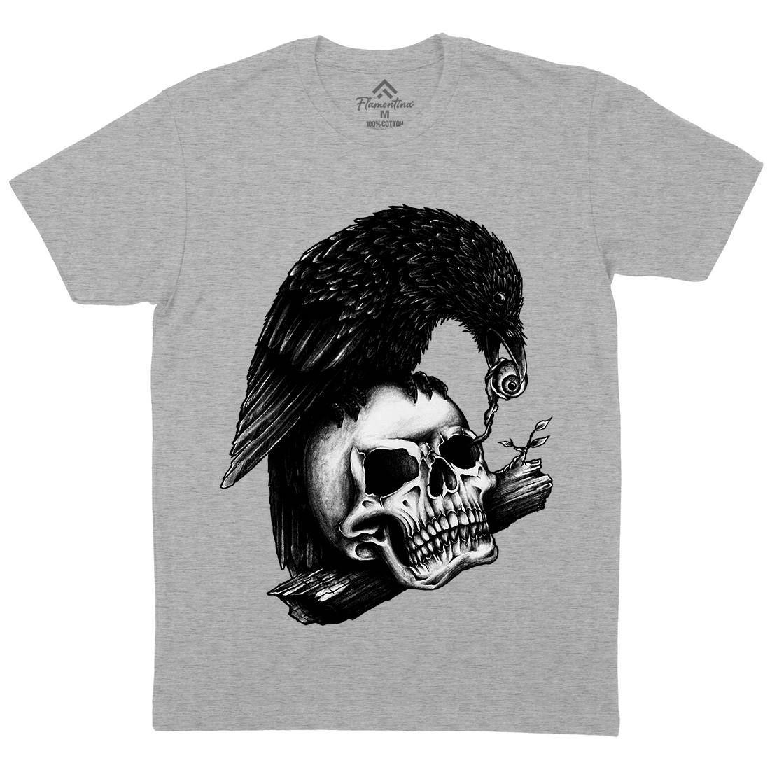 Skull Crow Mens Organic Crew Neck T-Shirt Navy A466