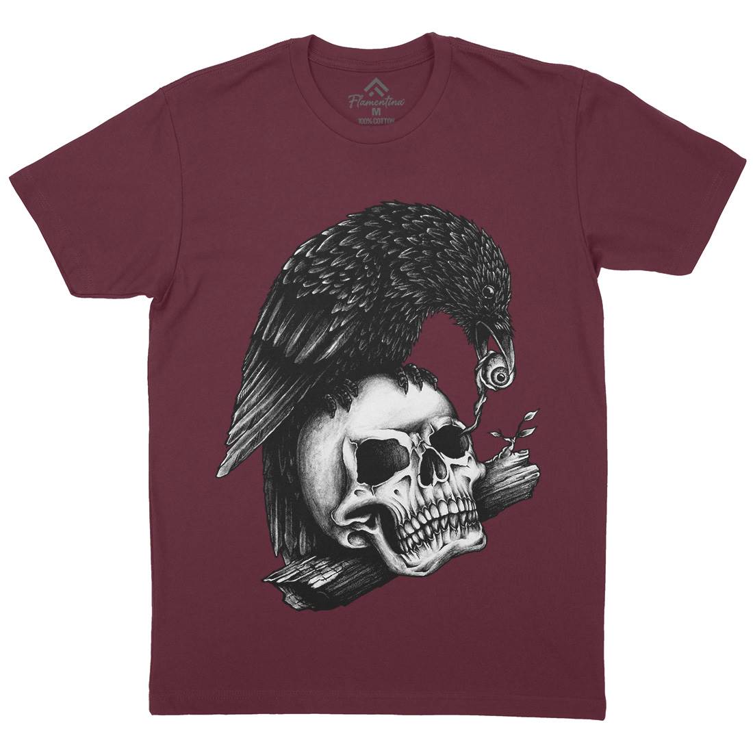 Skull Crow Mens Organic Crew Neck T-Shirt Navy A466