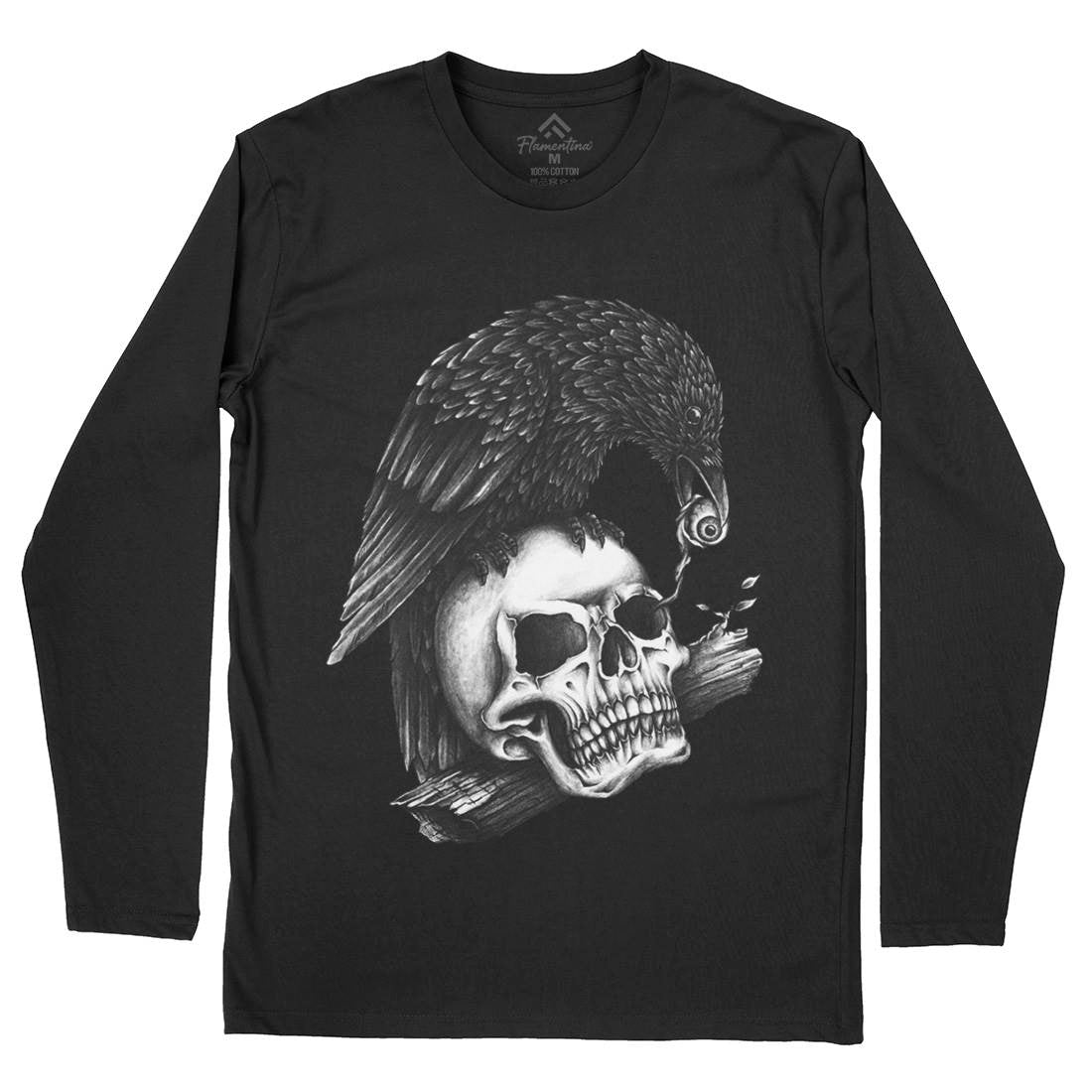 Skull Crow Mens Long Sleeve T-Shirt Navy A466