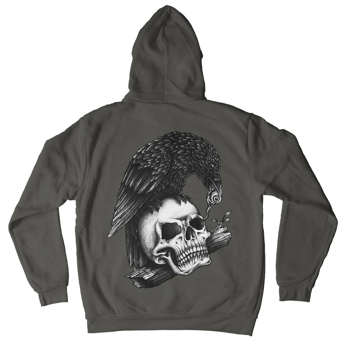 Skull Crow Mens Hoodie With Pocket Navy A466