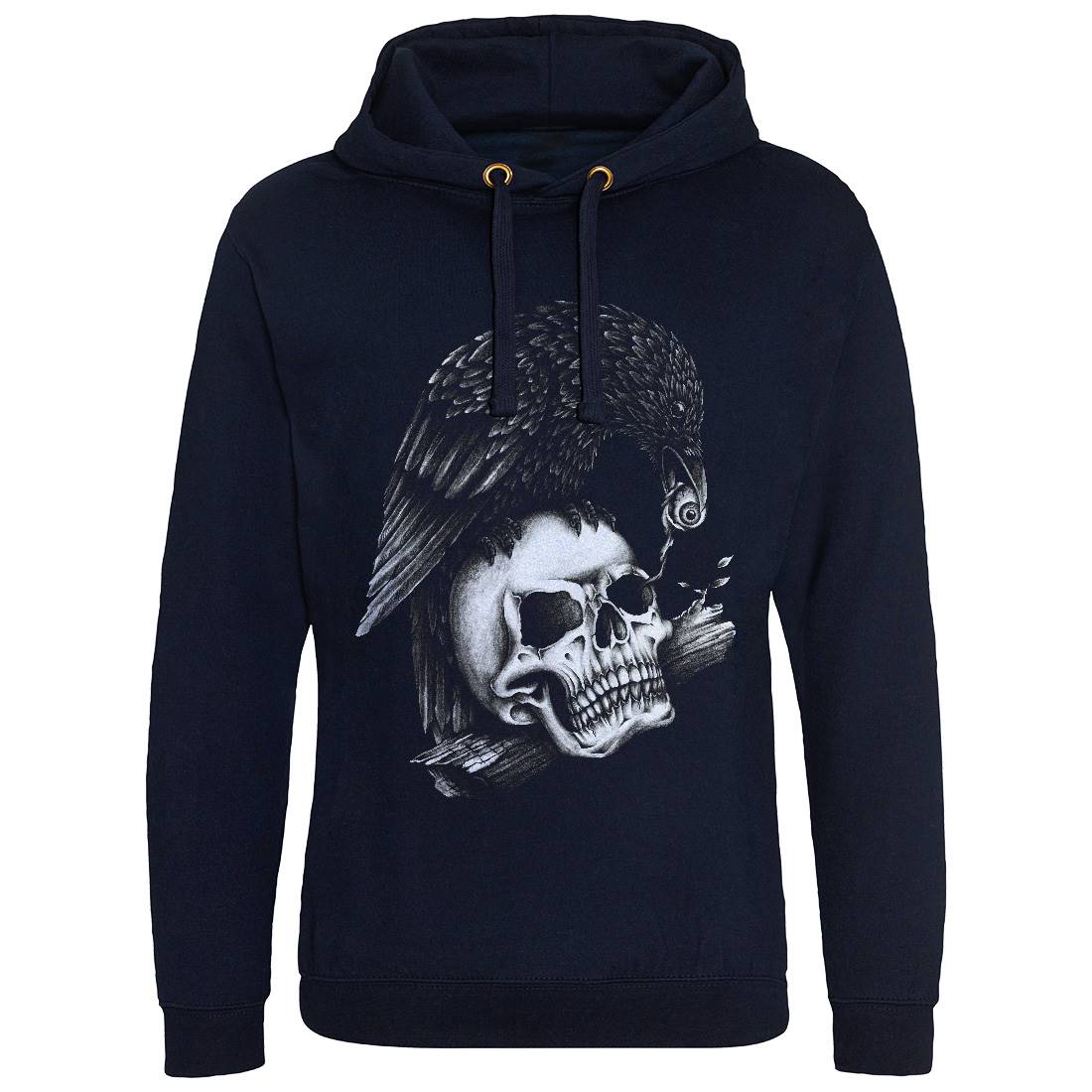 Skull Crow Mens Hoodie Without Pocket Navy A466