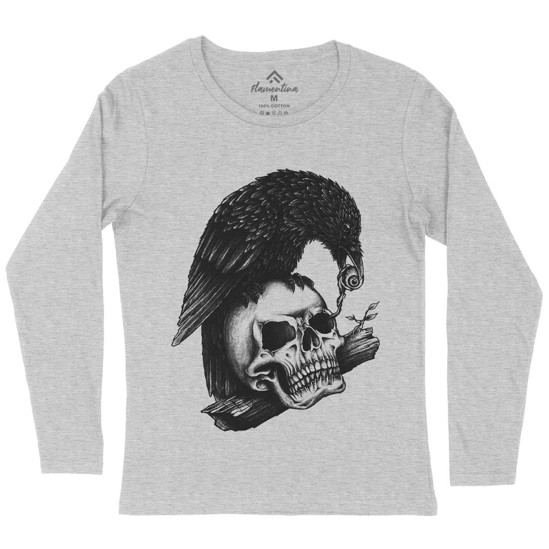 Skull Crow Womens Long Sleeve T-Shirt Navy A466