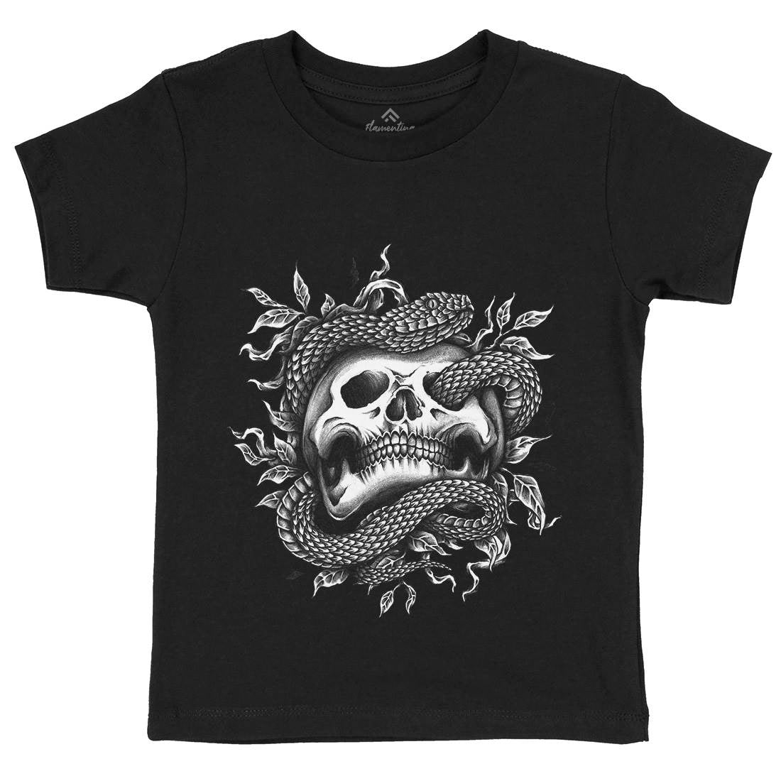 Skull Snake Kids Organic Crew Neck T-Shirt Navy A467