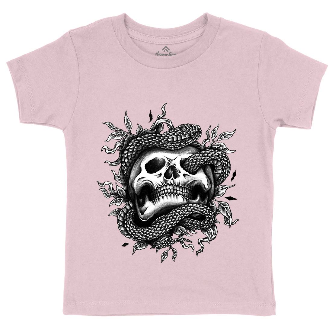 Skull Snake Kids Crew Neck T-Shirt Navy A467