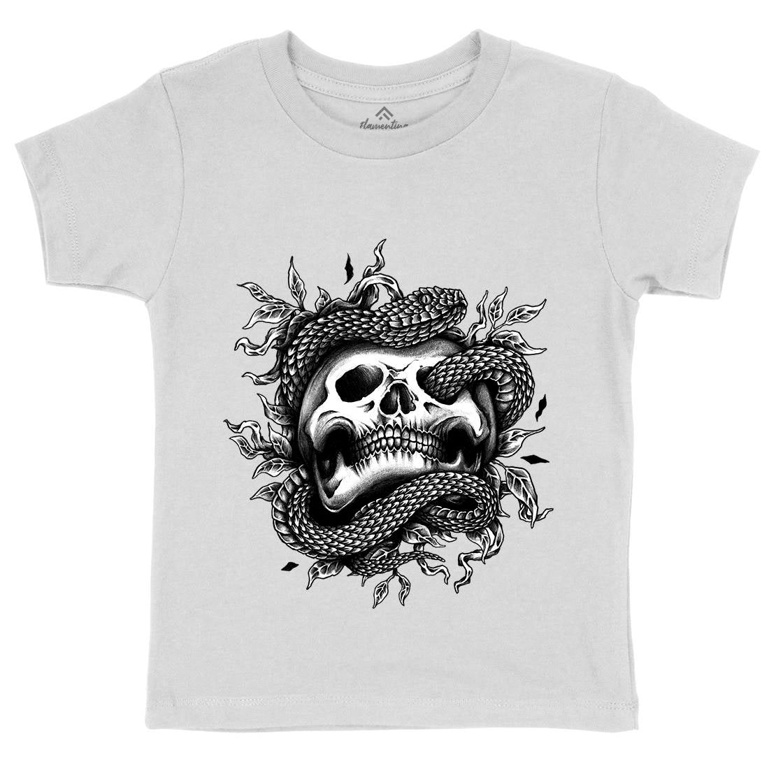 Skull Snake Kids Organic Crew Neck T-Shirt Navy A467