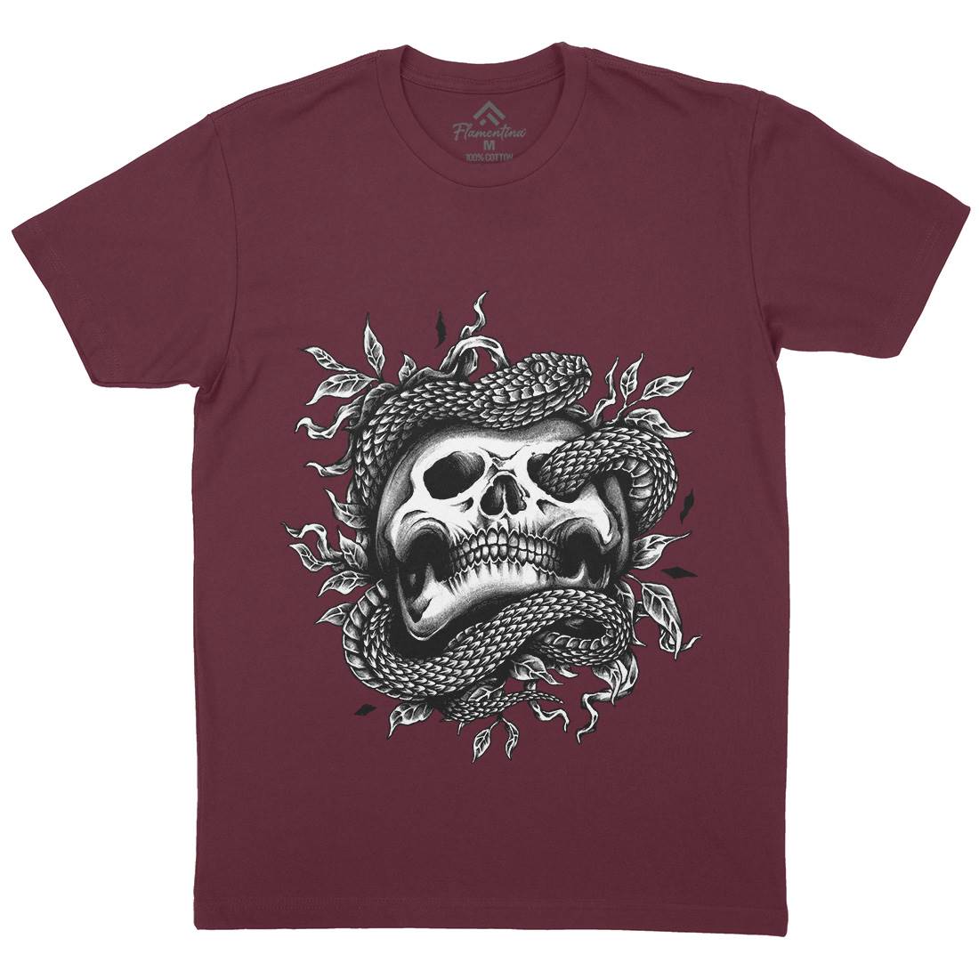 Skull Snake Mens Organic Crew Neck T-Shirt Navy A467