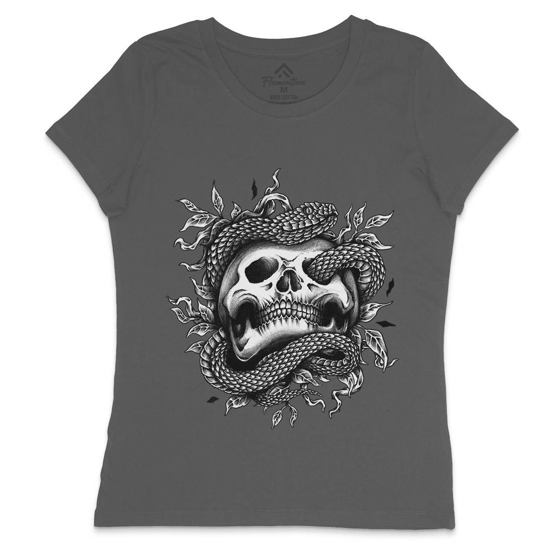 Skull Snake Womens Crew Neck T-Shirt Navy A467