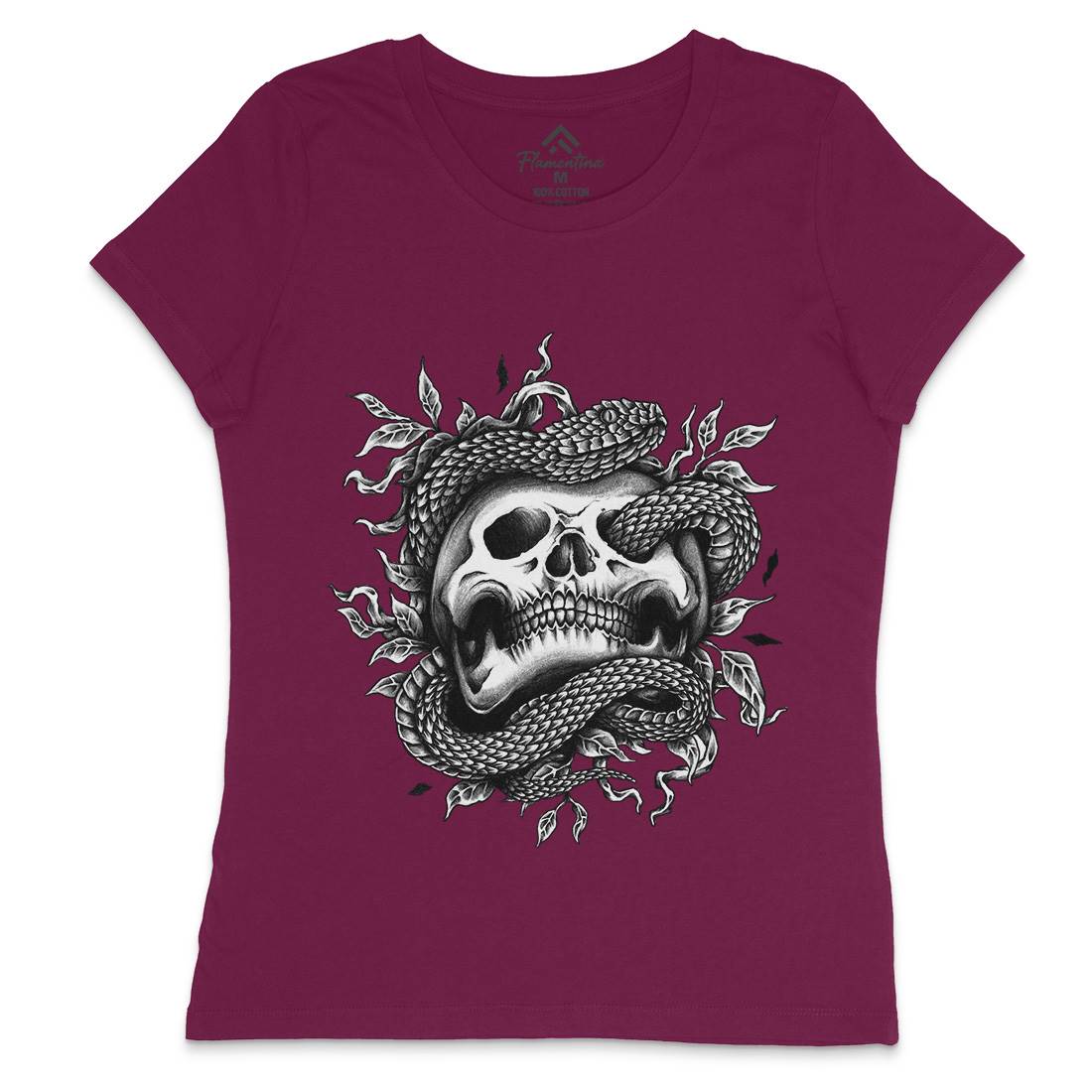 Skull Snake Womens Crew Neck T-Shirt Navy A467