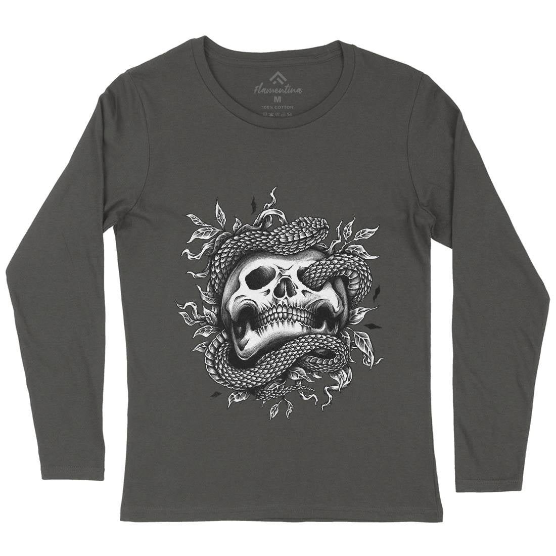 Skull Snake Womens Long Sleeve T-Shirt Navy A467