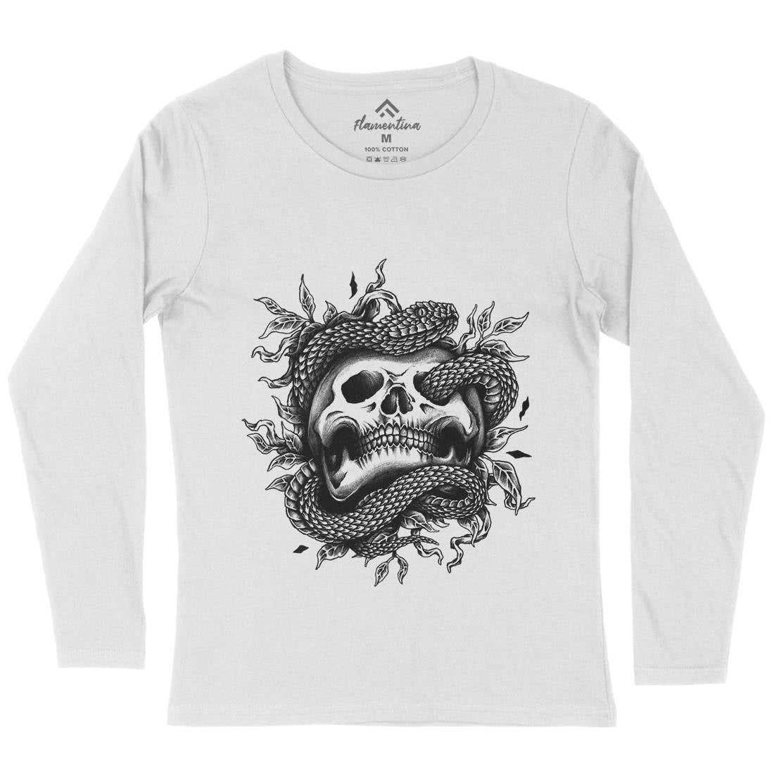 Skull Snake Womens Long Sleeve T-Shirt Navy A467