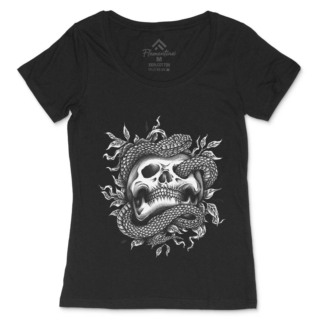Skull Snake Womens Scoop Neck T-Shirt Navy A467