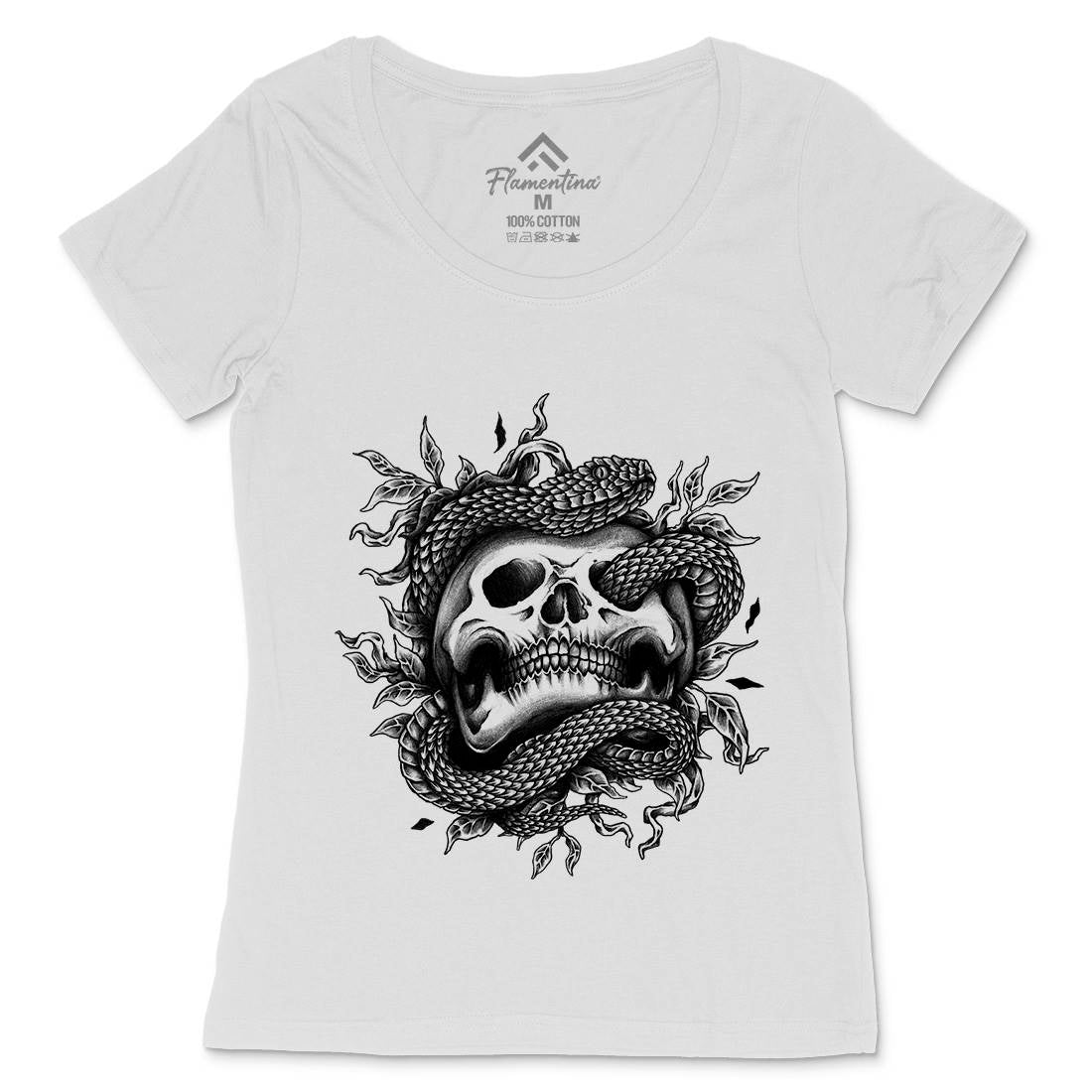 Skull Snake Womens Scoop Neck T-Shirt Navy A467