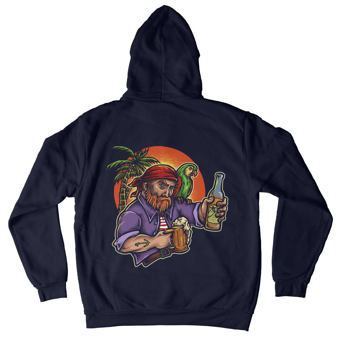 Sunset Beer Mens Hoodie With Pocket Navy A471