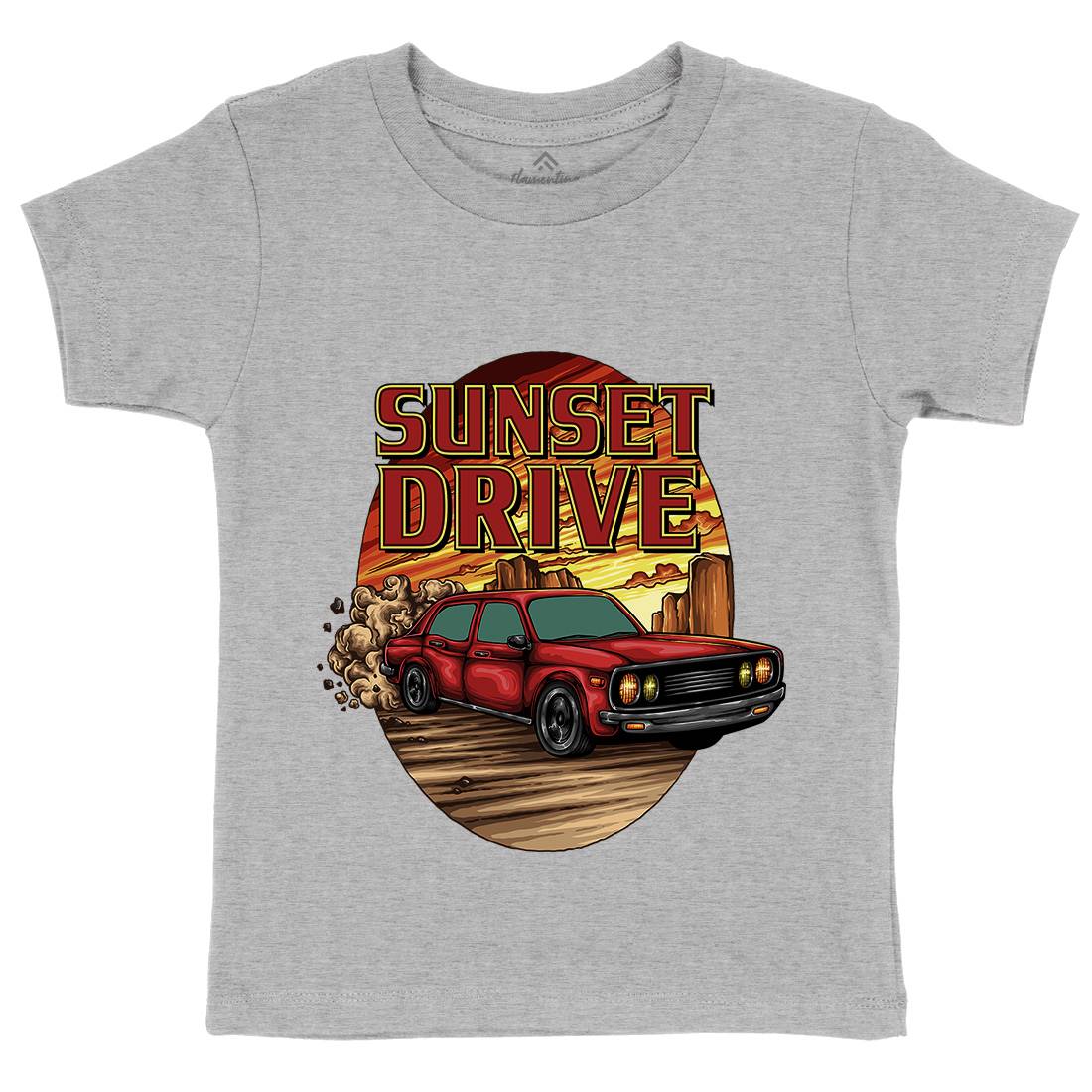 Sunset Drive Kids Organic Crew Neck T-Shirt Cars A472
