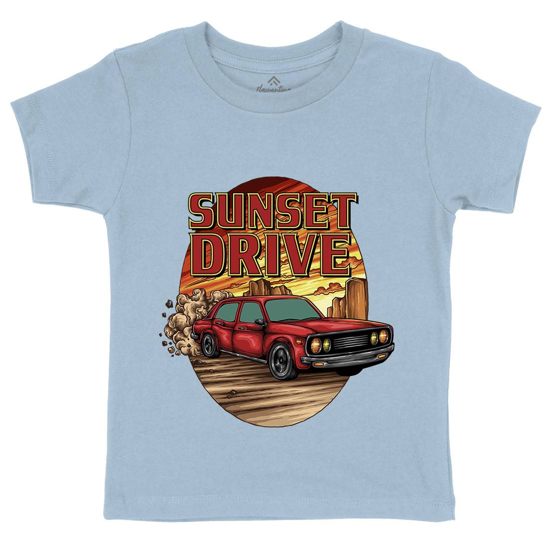 Sunset Drive Kids Organic Crew Neck T-Shirt Cars A472