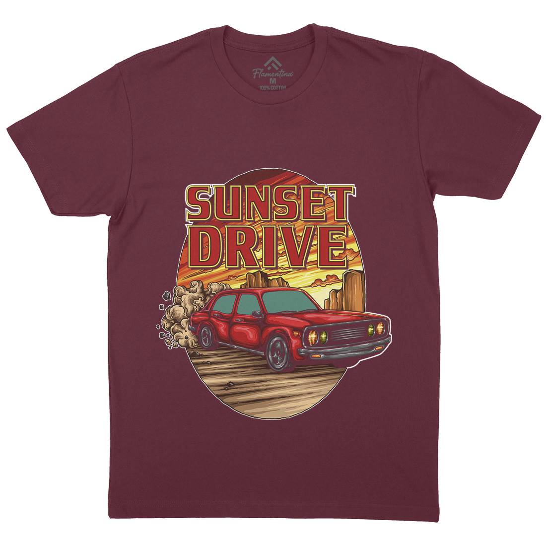 Sunset Drive Mens Crew Neck T-Shirt Cars A472