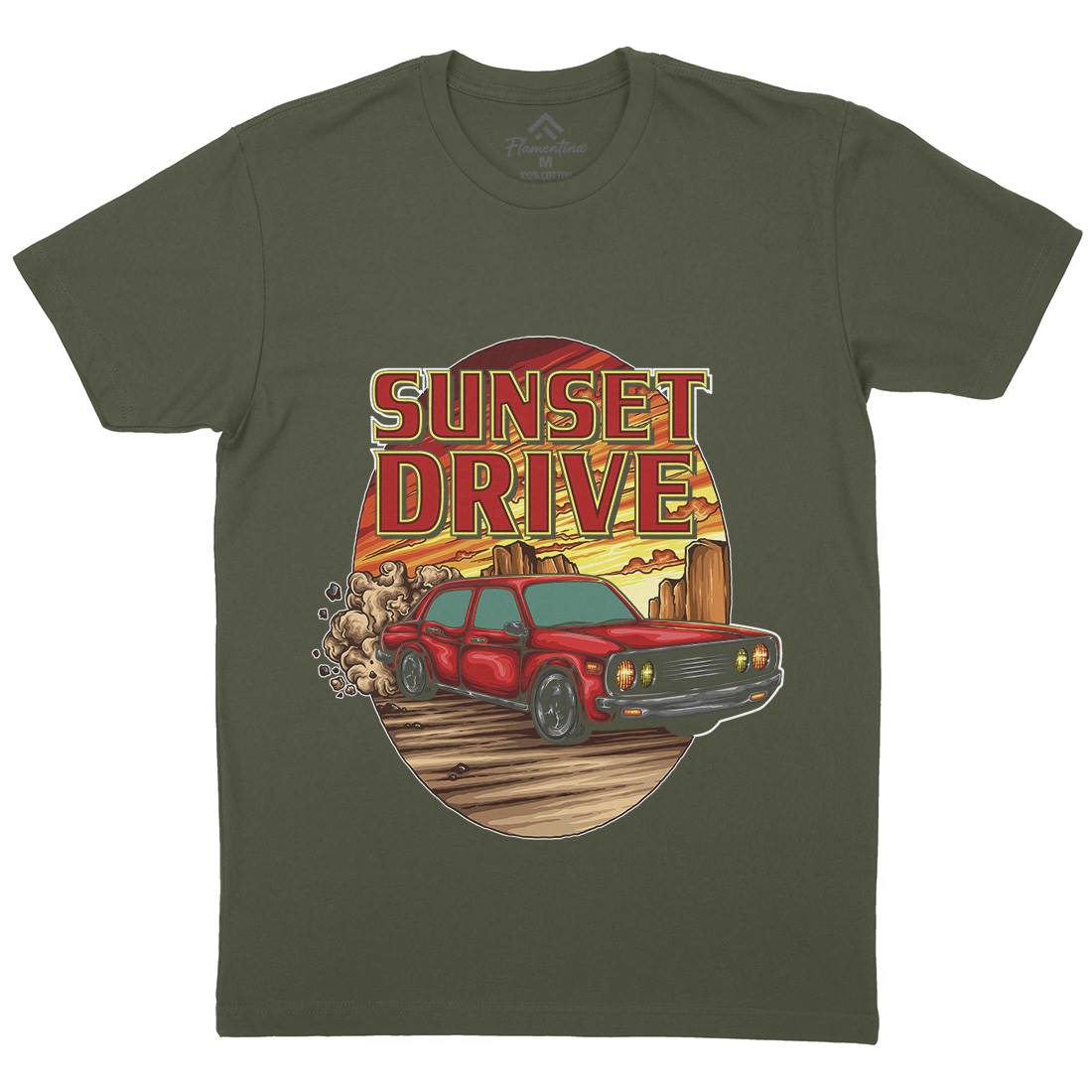 Sunset Drive Mens Crew Neck T-Shirt Cars A472