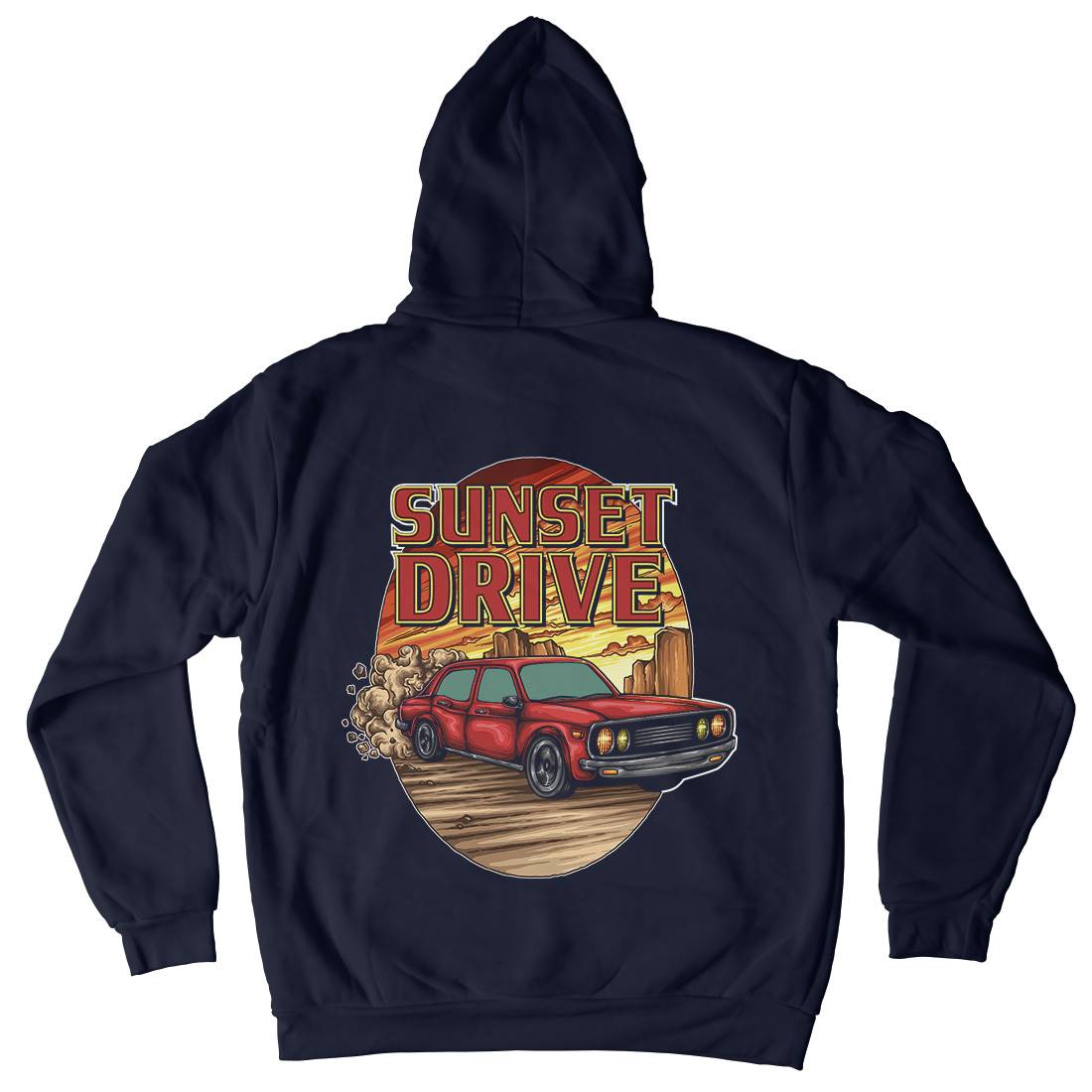 Sunset Drive Mens Hoodie With Pocket Cars A472