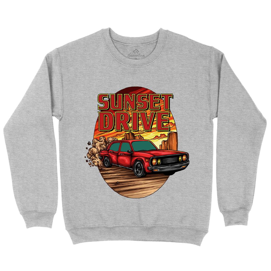 Sunset Drive Mens Crew Neck Sweatshirt Cars A472