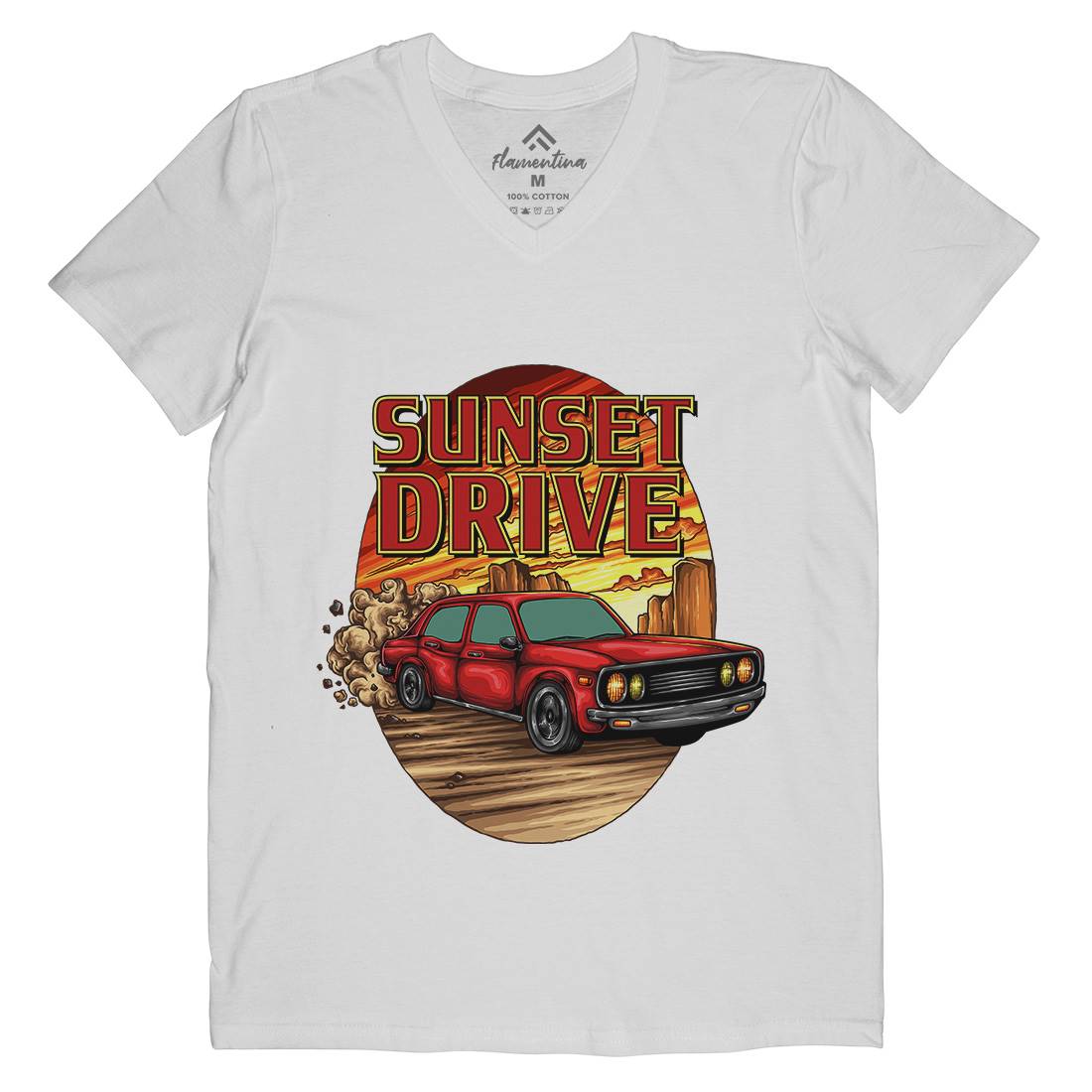 Sunset Drive Mens V-Neck T-Shirt Cars A472