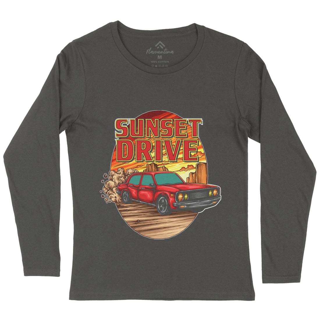 Sunset Drive Womens Long Sleeve T-Shirt Cars A472