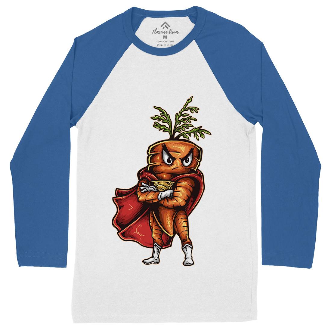 Super Carrot Mens Long Sleeve Baseball T-Shirt Food A473