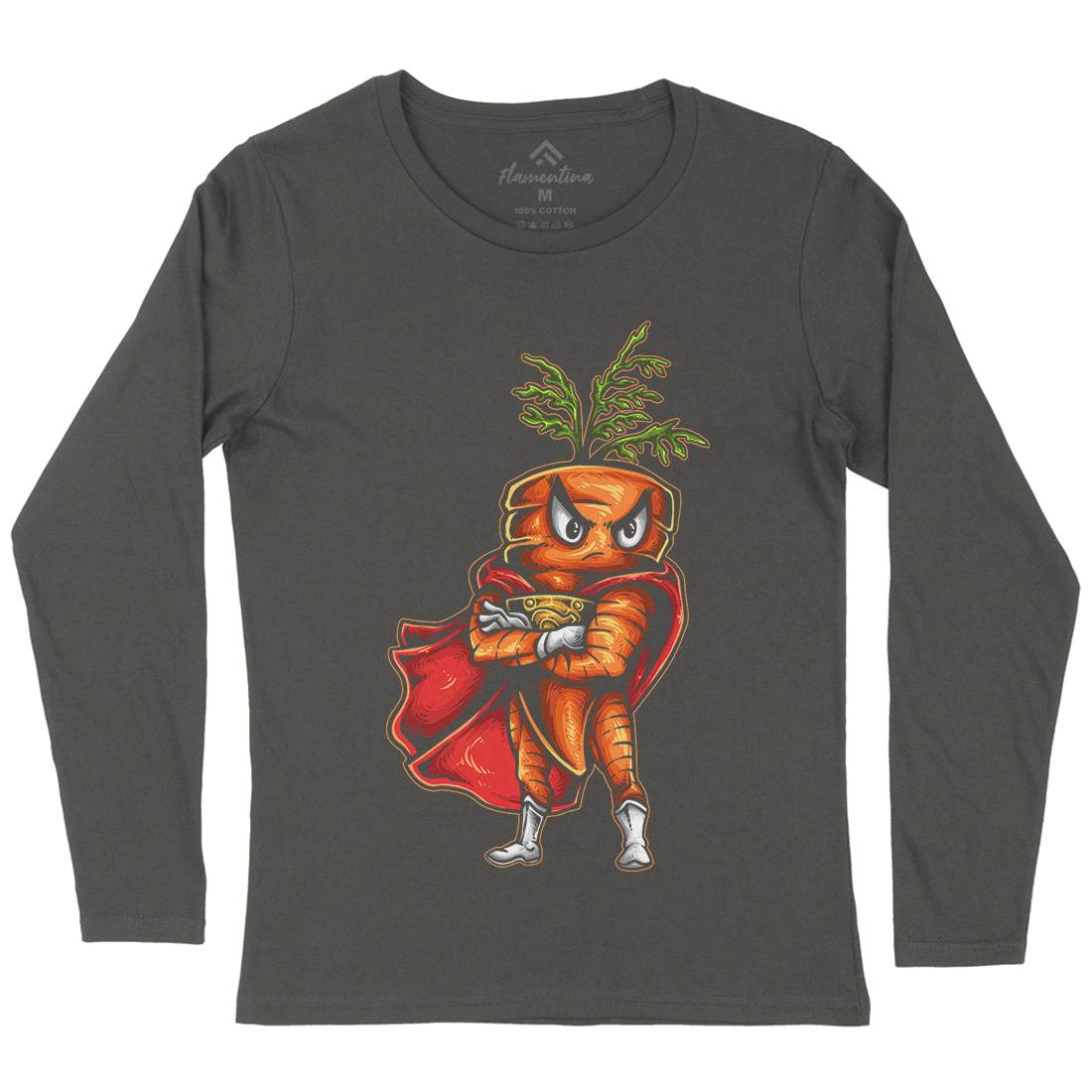 Super Carrot Womens Long Sleeve T-Shirt Food A473