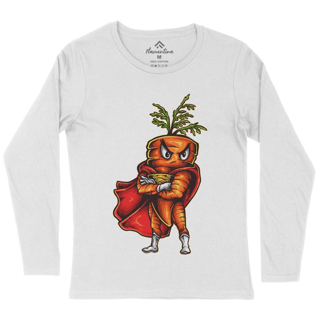 Super Carrot Womens Long Sleeve T-Shirt Food A473