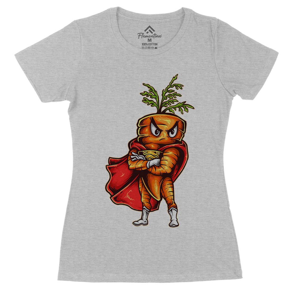 Super Carrot Womens Organic Crew Neck T-Shirt Food A473