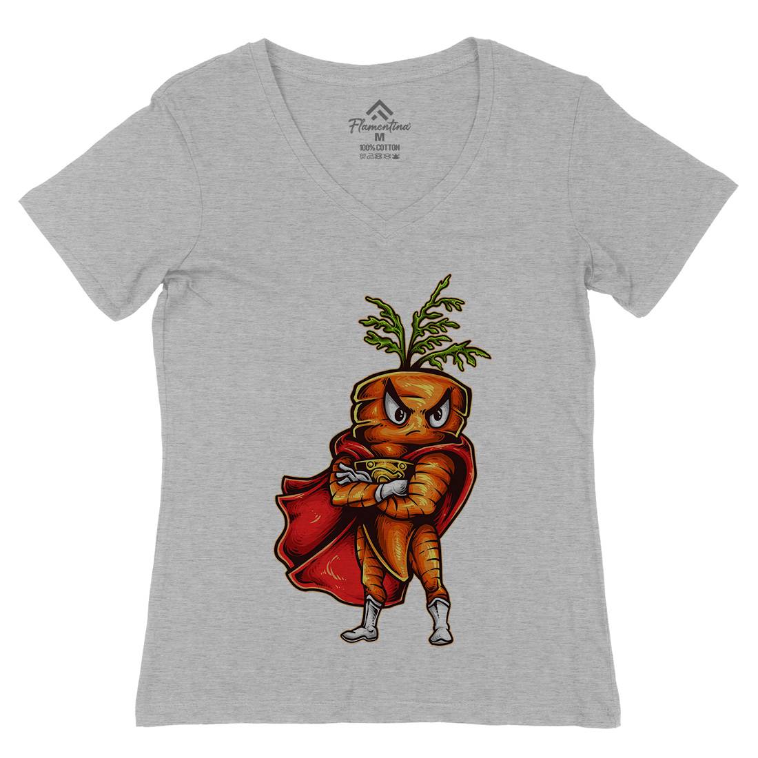 Super Carrot Womens Organic V-Neck T-Shirt Food A473