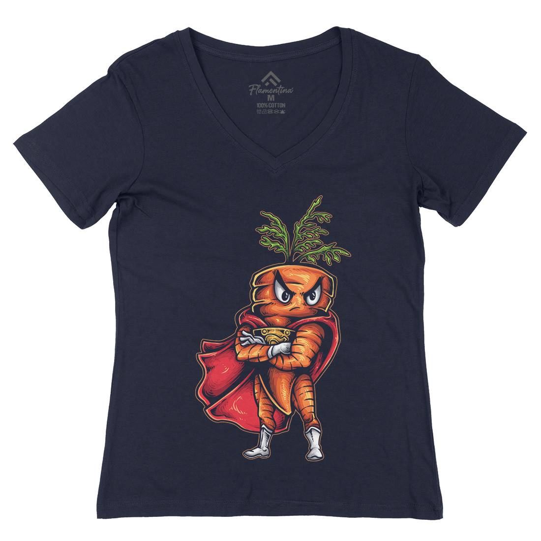 Super Carrot Womens Organic V-Neck T-Shirt Food A473