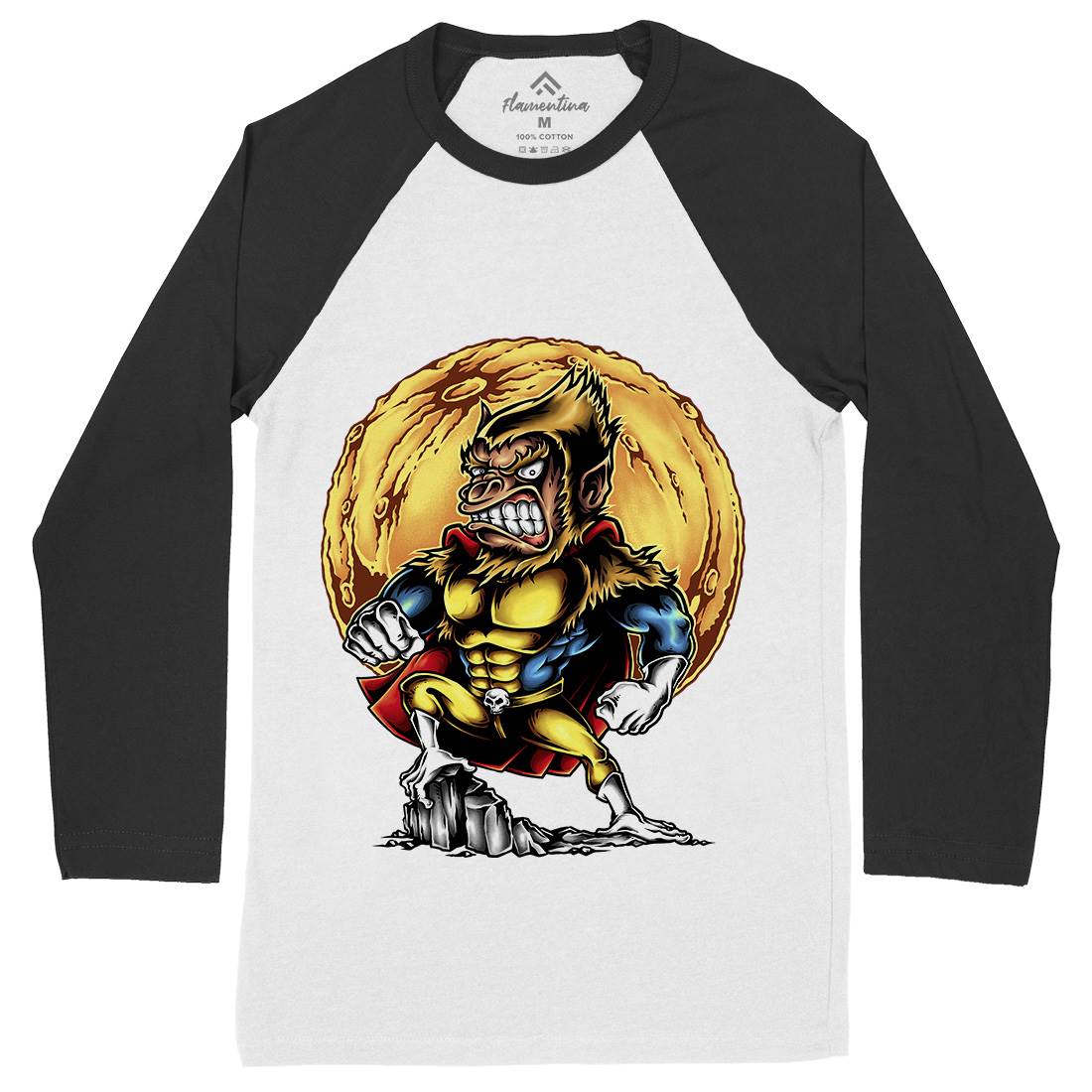 Super Monkey Mens Long Sleeve Baseball T-Shirt Animals A475