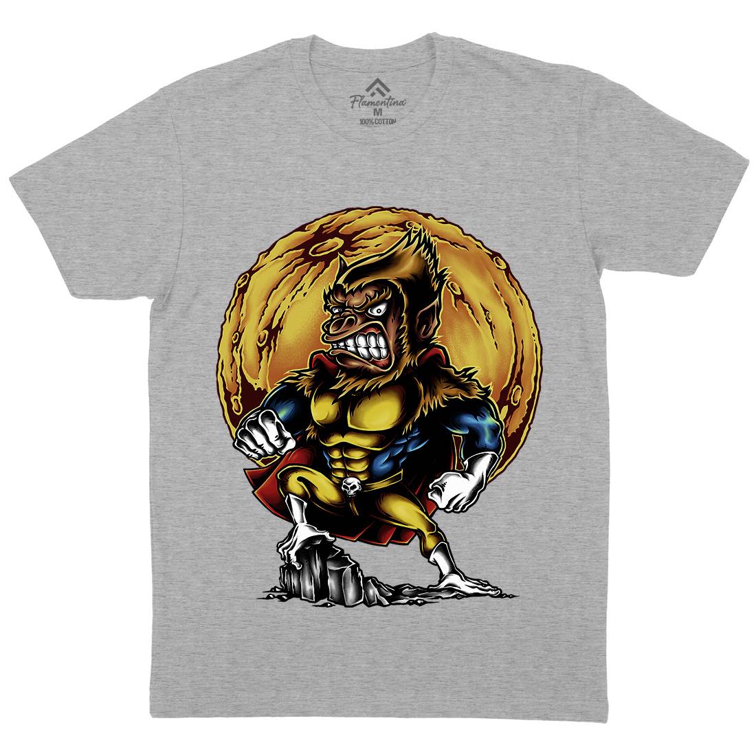 Super Monkey Mens Organic Crew Neck T-Shirt Animals A475