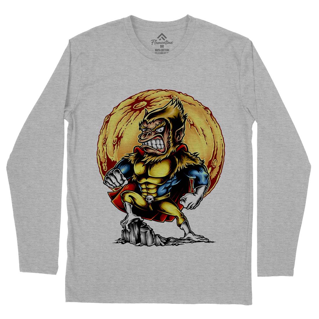 Super Monkey Mens Long Sleeve T-Shirt Animals A475