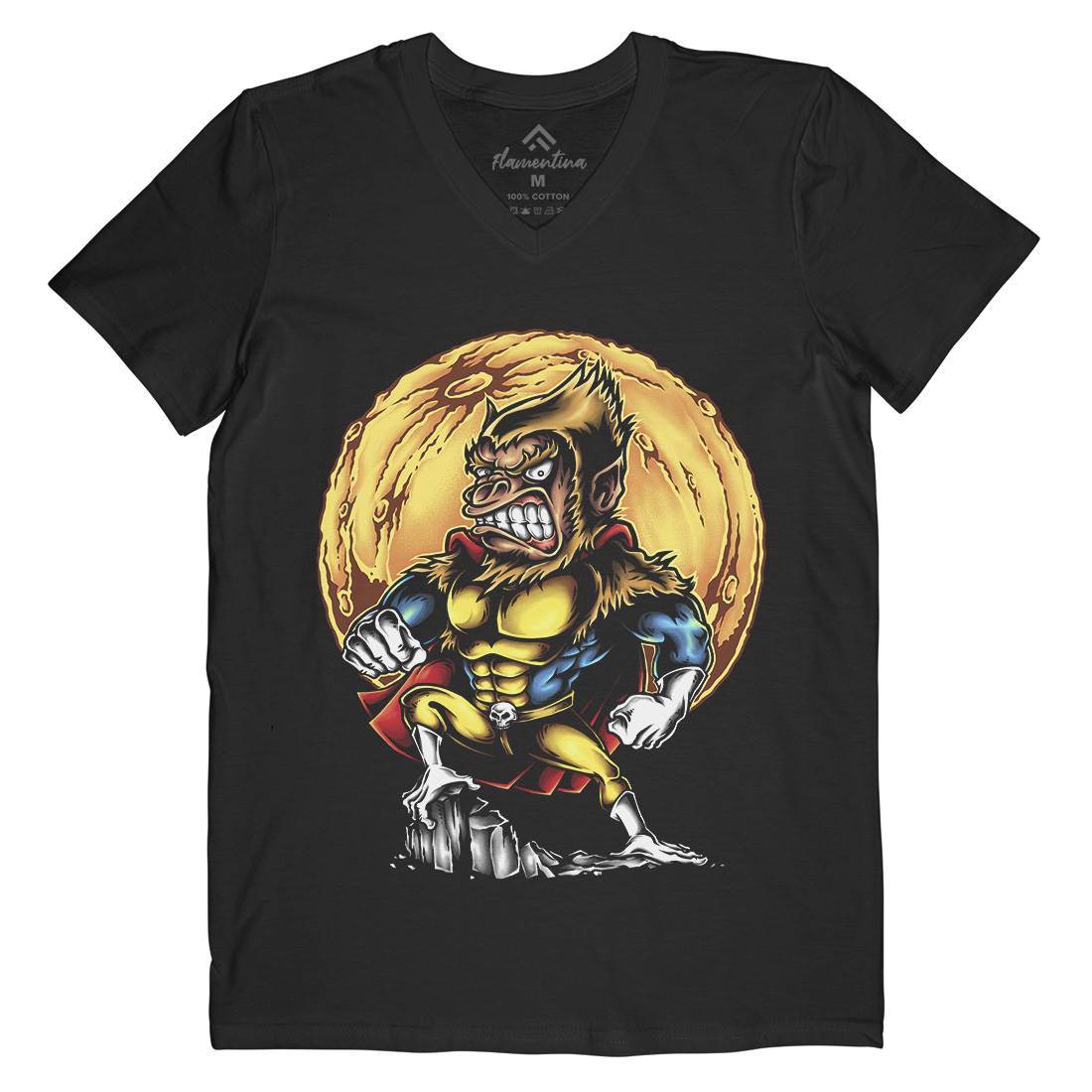 Super Monkey Mens Organic V-Neck T-Shirt Animals A475