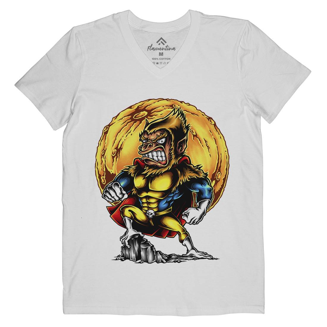 Super Monkey Mens Organic V-Neck T-Shirt Animals A475