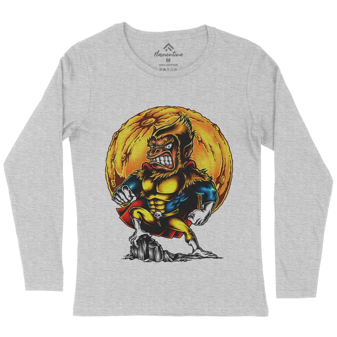 Super Monkey Womens Long Sleeve T-Shirt Animals A475