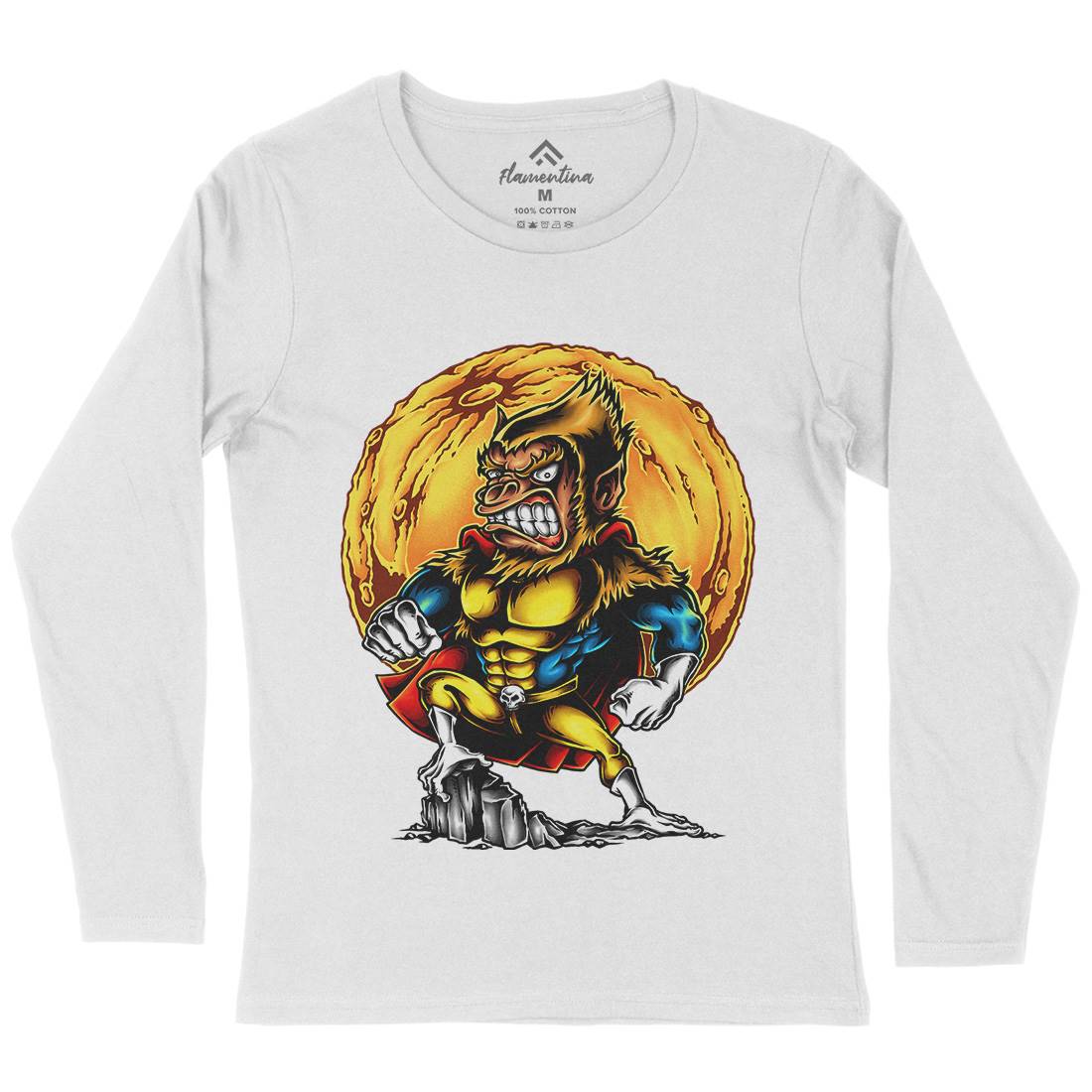 Super Monkey Womens Long Sleeve T-Shirt Animals A475