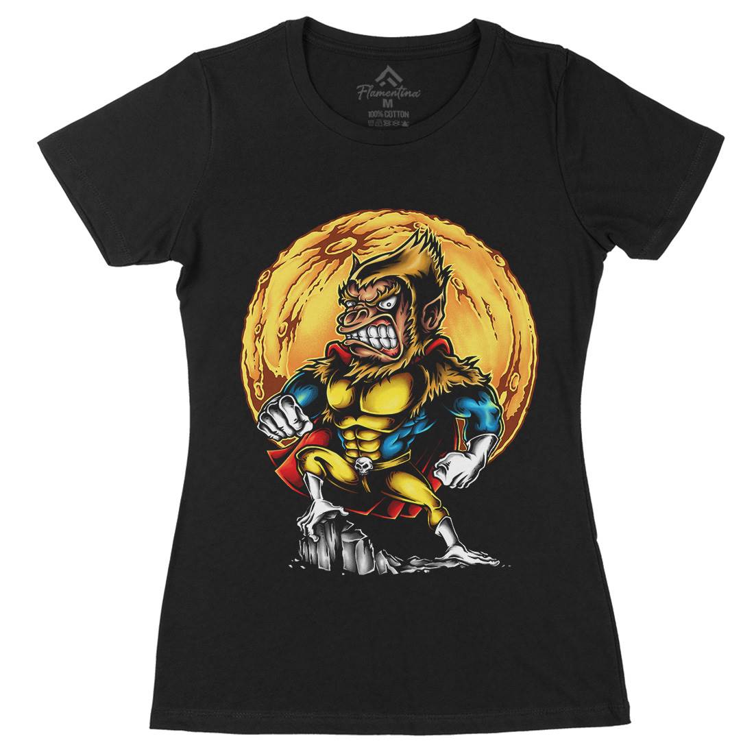 Super Monkey Womens Organic Crew Neck T-Shirt Animals A475