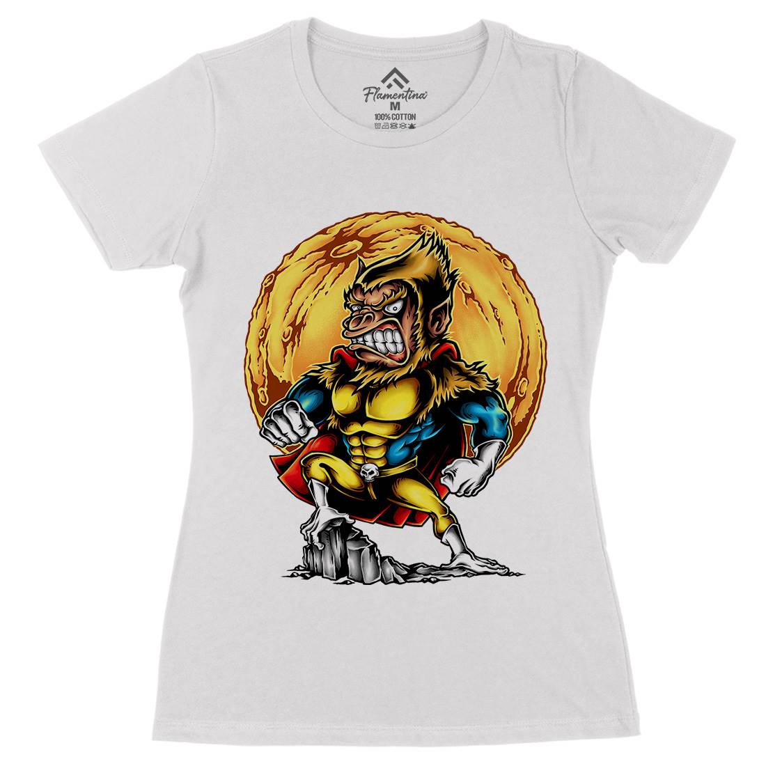 Super Monkey Womens Organic Crew Neck T-Shirt Animals A475