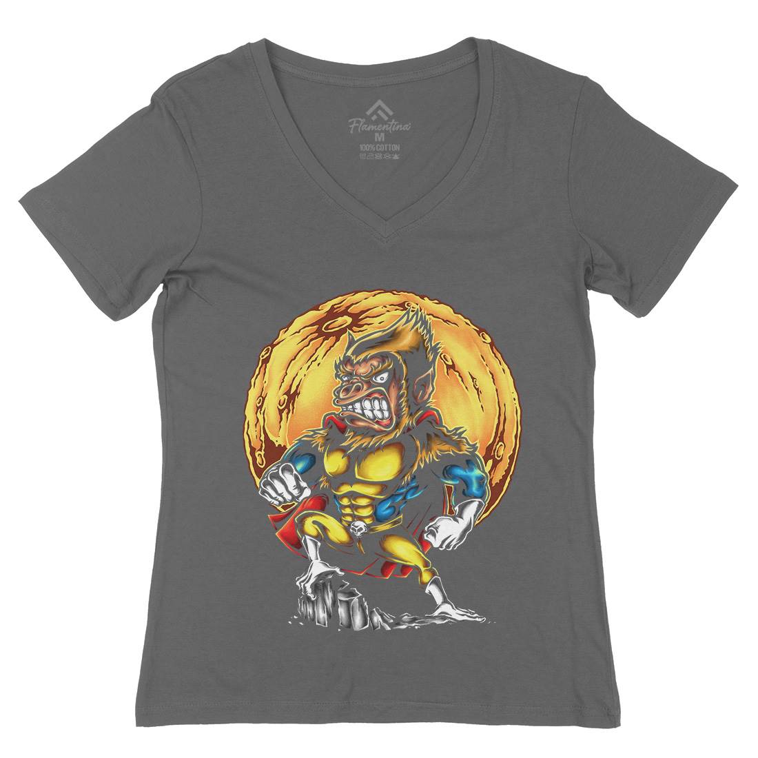 Super Monkey Womens Organic V-Neck T-Shirt Animals A475