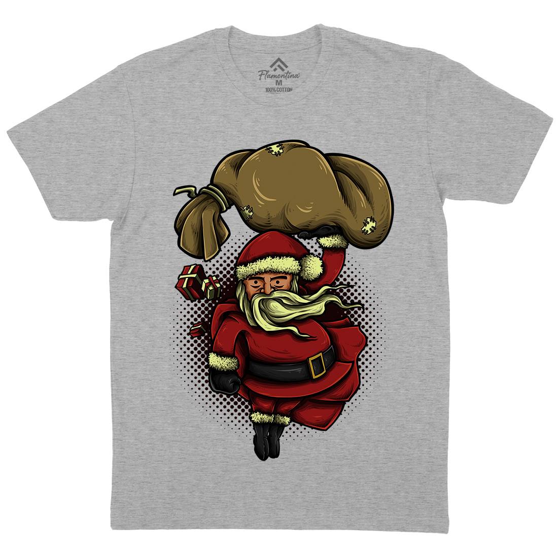 Super Santa Mens Organic Crew Neck T-Shirt Christmas A476