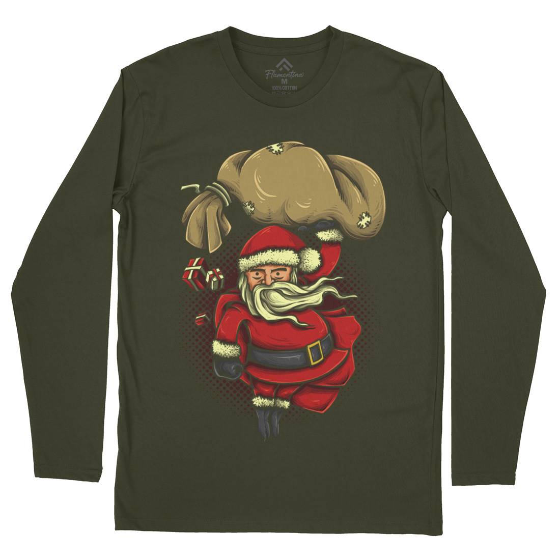 Super Santa Mens Long Sleeve T-Shirt Christmas A476