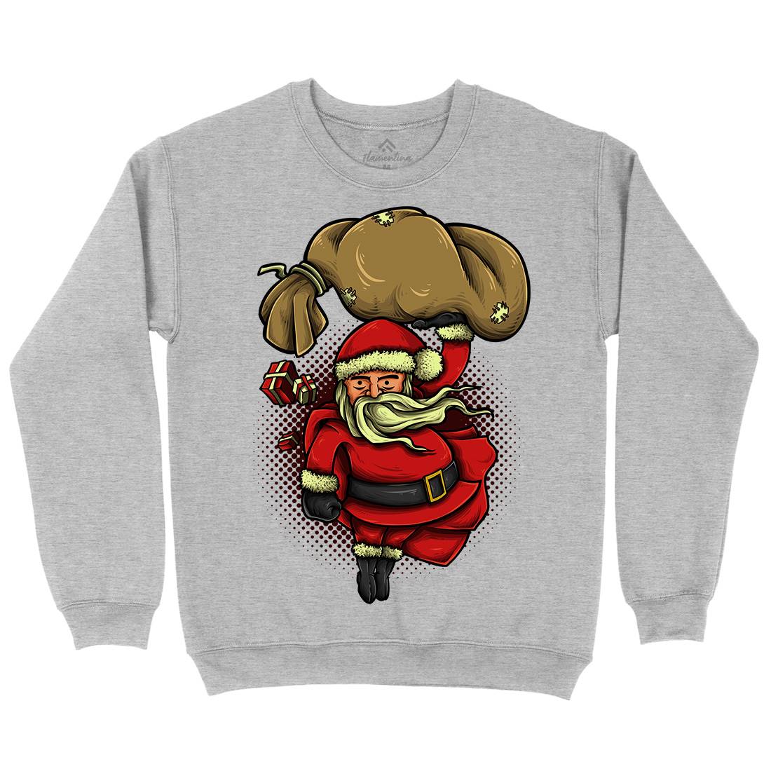 Super Santa Mens Crew Neck Sweatshirt Christmas A476