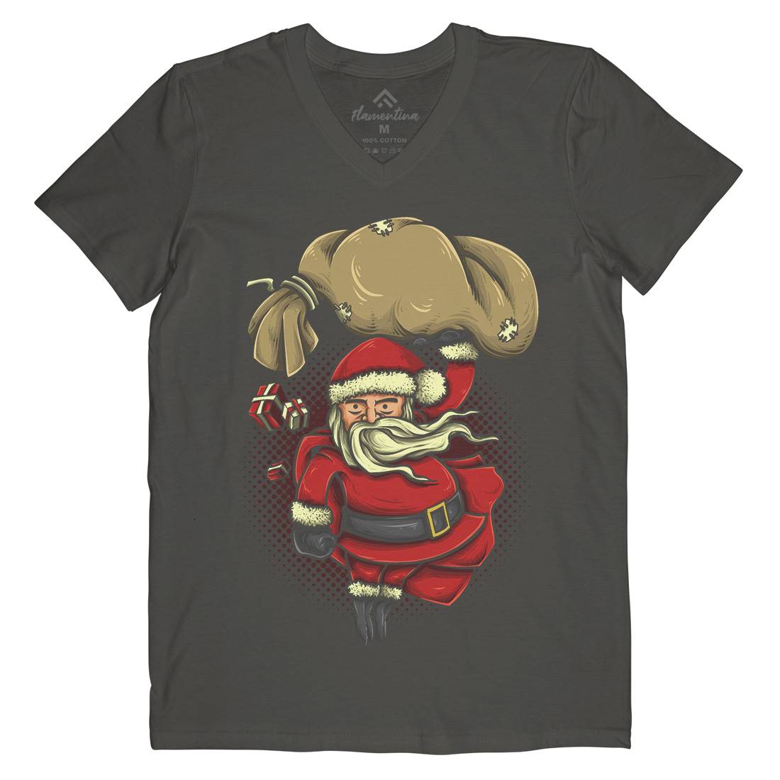 Super Santa Mens V-Neck T-Shirt Christmas A476