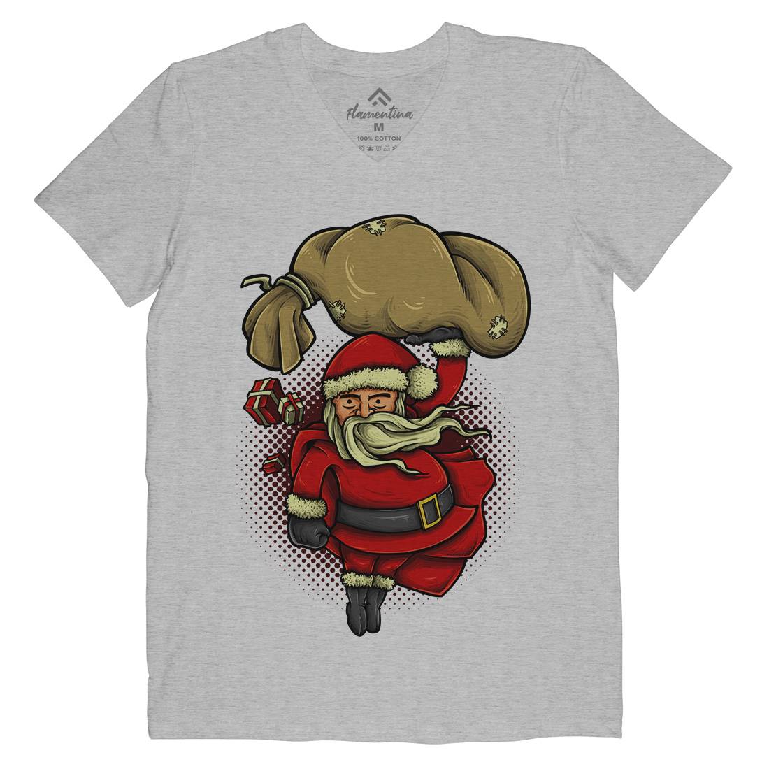 Super Santa Mens V-Neck T-Shirt Christmas A476