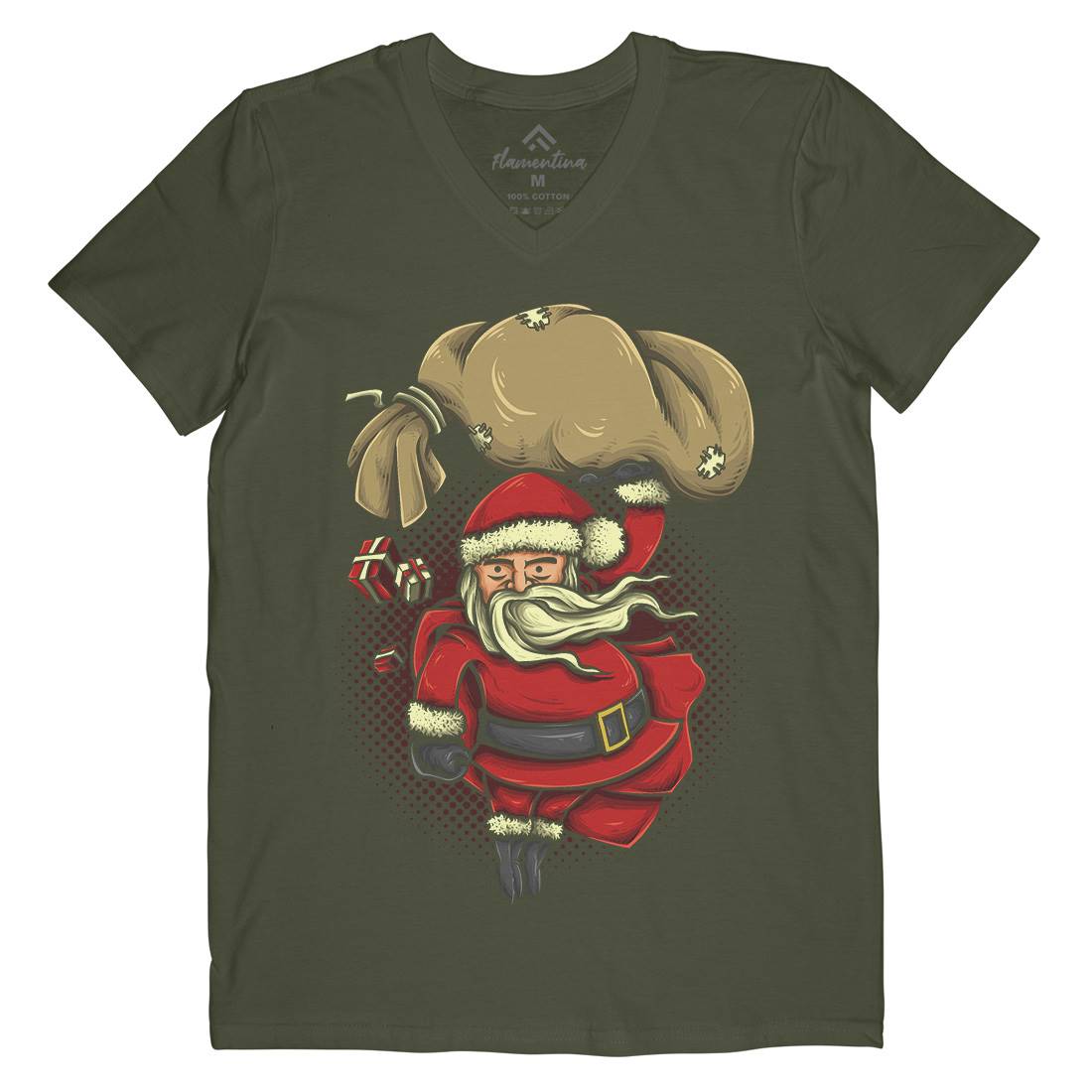 Super Santa Mens Organic V-Neck T-Shirt Christmas A476