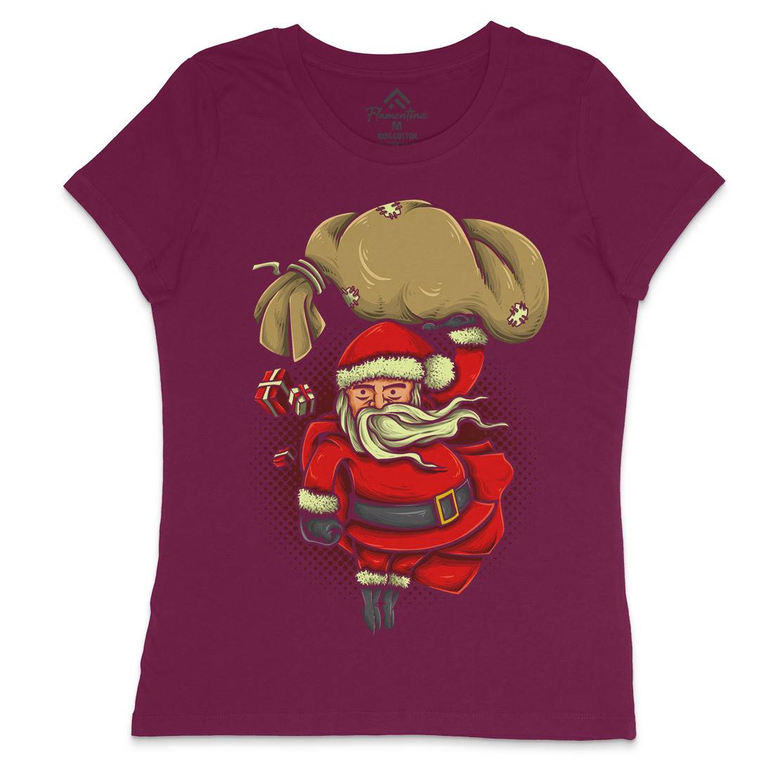 Super Santa Womens Crew Neck T-Shirt Christmas A476